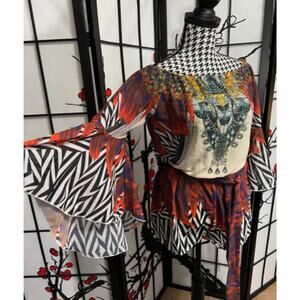 Luxxel Full body pattern piece Hippie 70s Style Size Small Romper